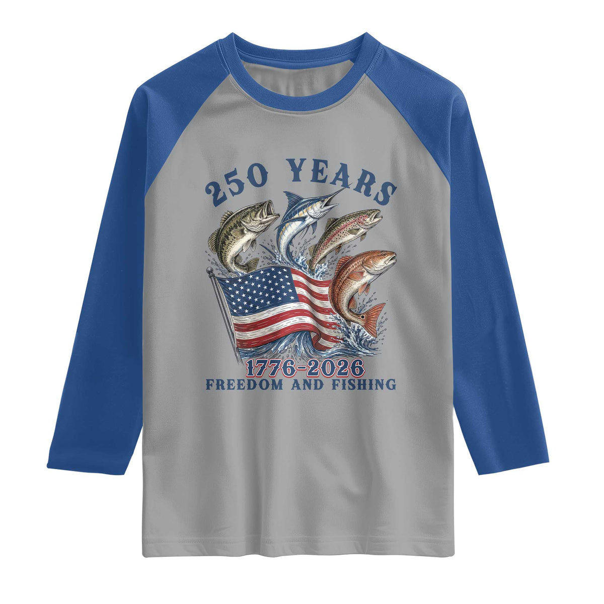 Freedom And Fishing Raglan Shirt Patriotic American Flag Fisherman Gift