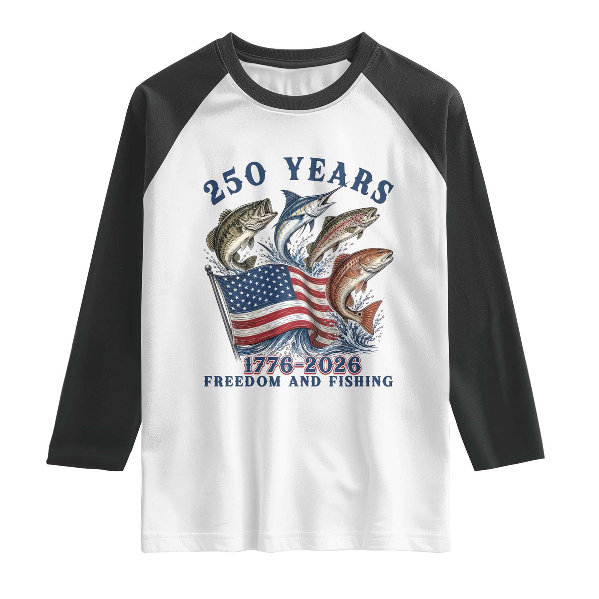 Freedom And Fishing Raglan Shirt Patriotic American Flag Fisherman Gift