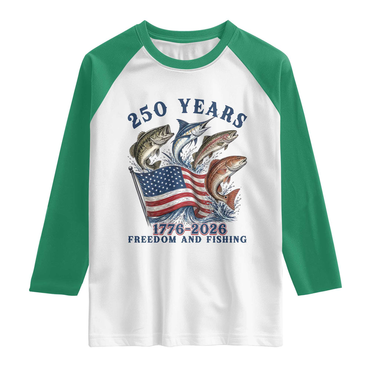 Freedom And Fishing Raglan Shirt Patriotic American Flag Fisherman Gift
