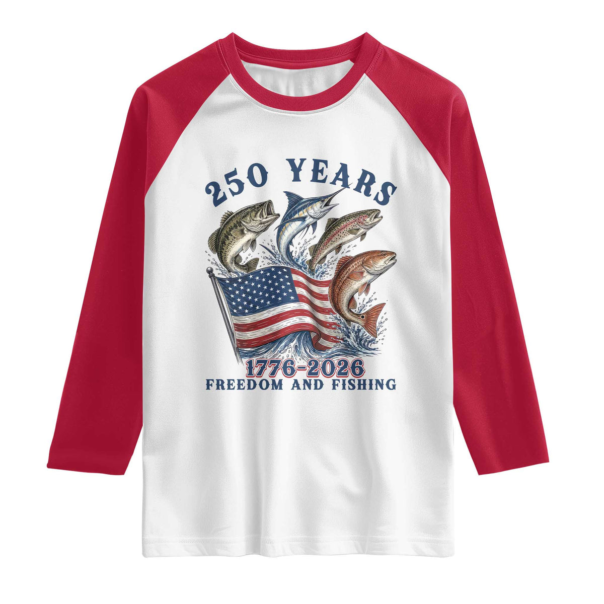 Freedom And Fishing Raglan Shirt Patriotic American Flag Fisherman Gift