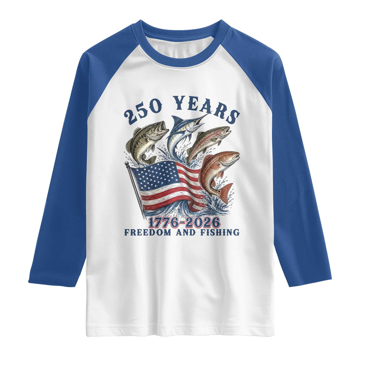 Freedom And Fishing Raglan Shirt Patriotic American Flag Fisherman Gift