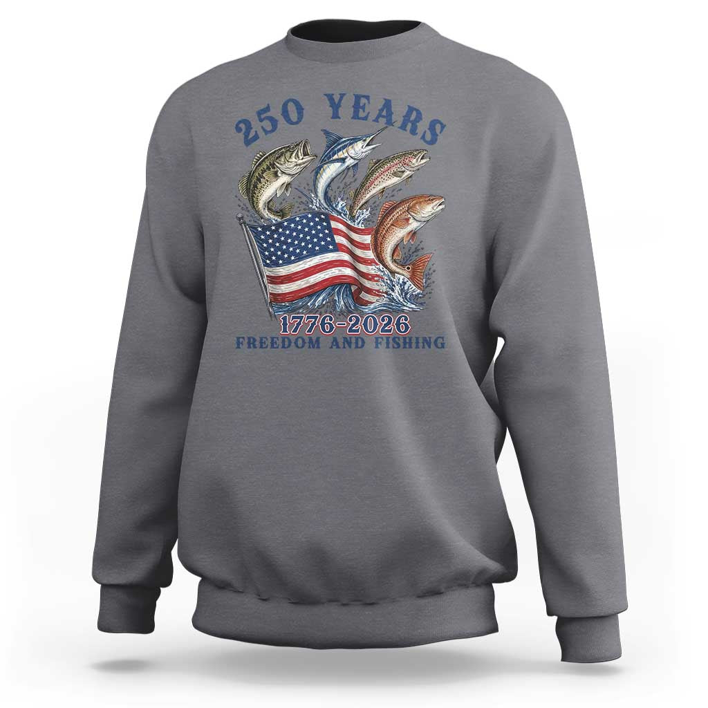 Freedom And Fishing Sweatshirt Patriotic American Flag Fisherman Gift