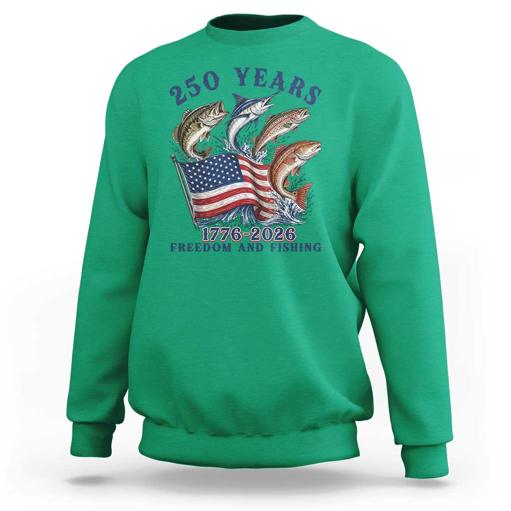 Freedom And Fishing Sweatshirt Patriotic American Flag Fisherman Gift