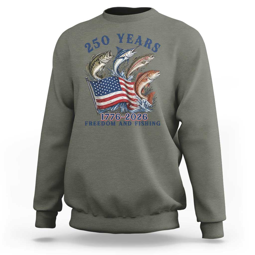 Freedom And Fishing Sweatshirt Patriotic American Flag Fisherman Gift