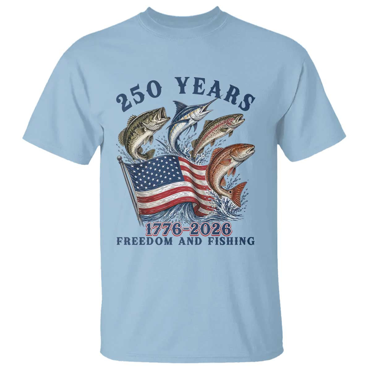 Freedom And Fishing T Shirt Patriotic American Flag Fisherman Gift
