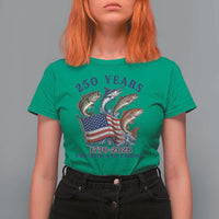 Freedom And Fishing T Shirt For Women Patriotic American Flag Fisherman Gift