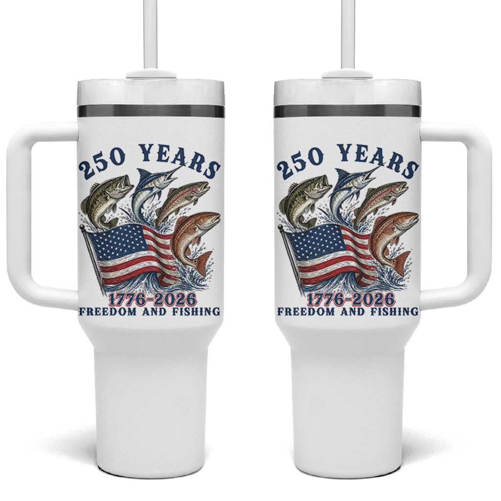 Freedom And Fishing Tumbler With Handle Patriotic American Flag Fisherman Gift