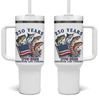 Freedom And Fishing Tumbler With Handle Patriotic American Flag Fisherman Gift