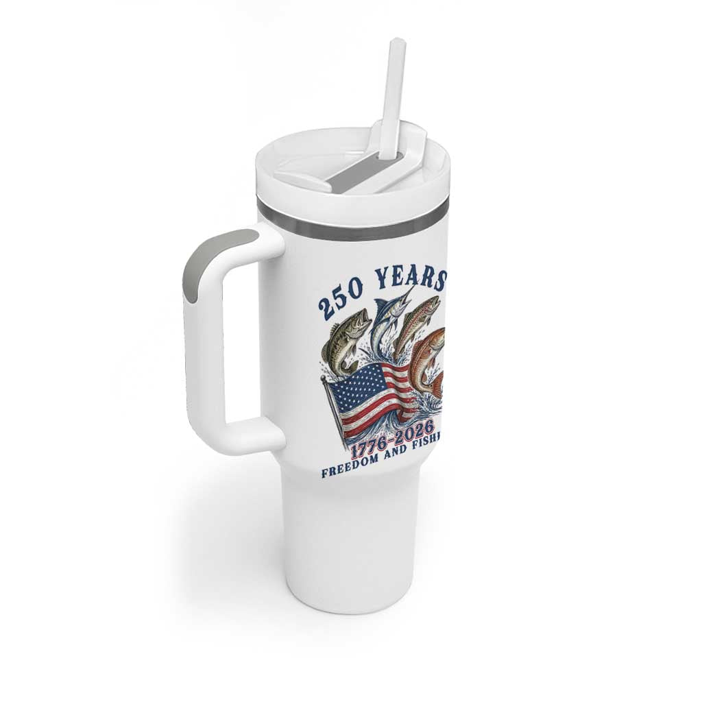 Freedom And Fishing Tumbler With Handle Patriotic American Flag Fisherman Gift