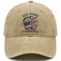 Freedom And Fishing Washed Cotton Baseball Cap Patriotic American Flag Fisherman Gift