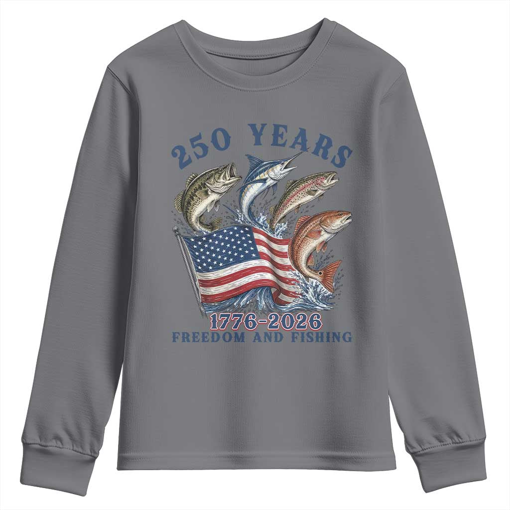 Freedom And Fishing Youth Sweatshirt Patriotic American Flag Fisherman Gift