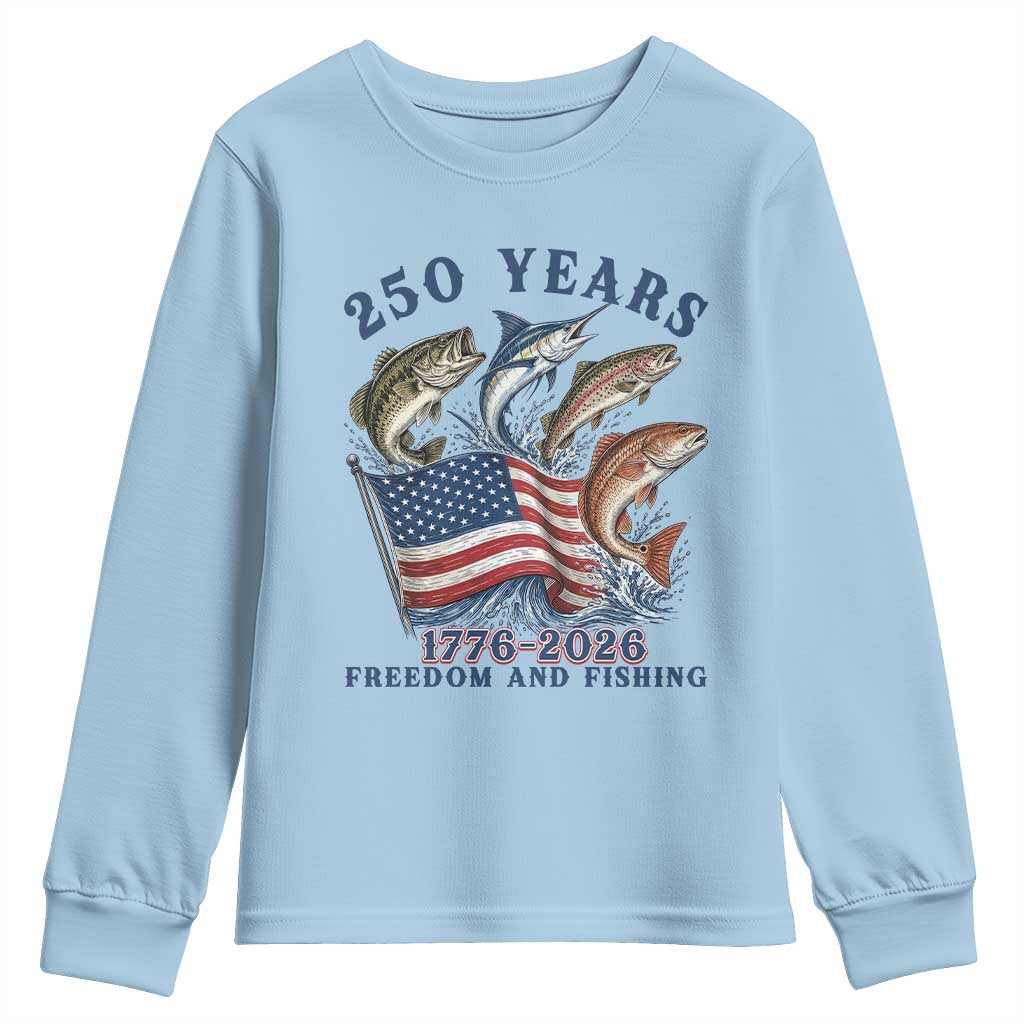 Freedom And Fishing Youth Sweatshirt Patriotic American Flag Fisherman Gift