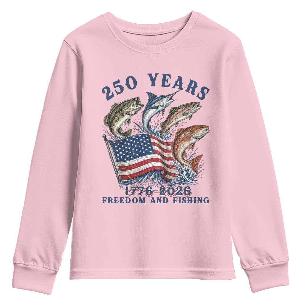 Freedom And Fishing Youth Sweatshirt Patriotic American Flag Fisherman Gift