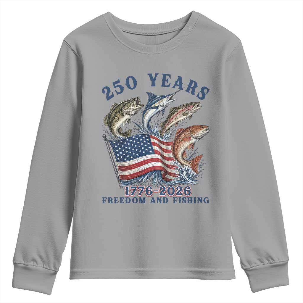 Freedom And Fishing Youth Sweatshirt Patriotic American Flag Fisherman Gift