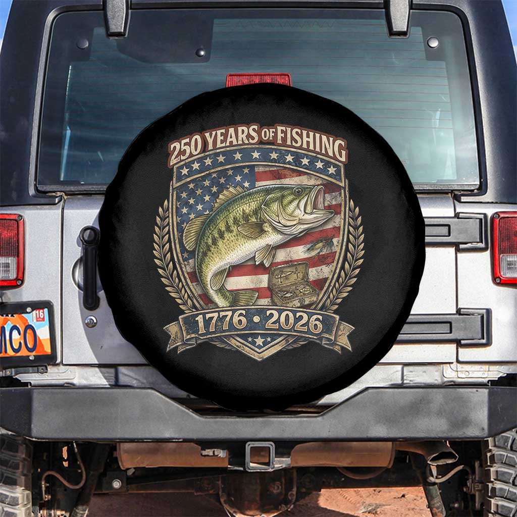 Vintage 250 Years Of Fishing Spare Tire Cover American Flag Fisherman