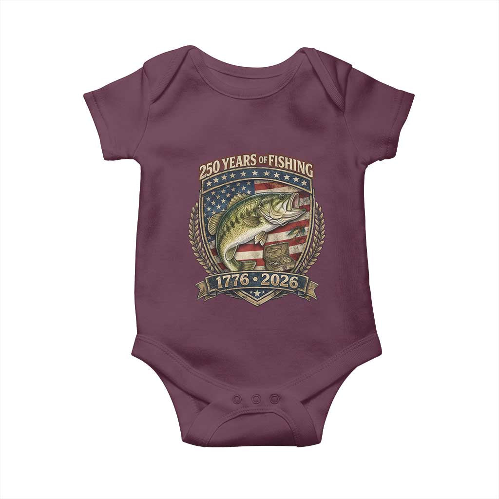 Vintage 250 Years Of Fishing Baby Onesie American Flag Fisherman