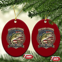 Vintage 250 Years Of Fishing Ceramic Ornament American Flag Fisherman