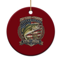 Vintage 250 Years Of Fishing Ceramic Ornament American Flag Fisherman