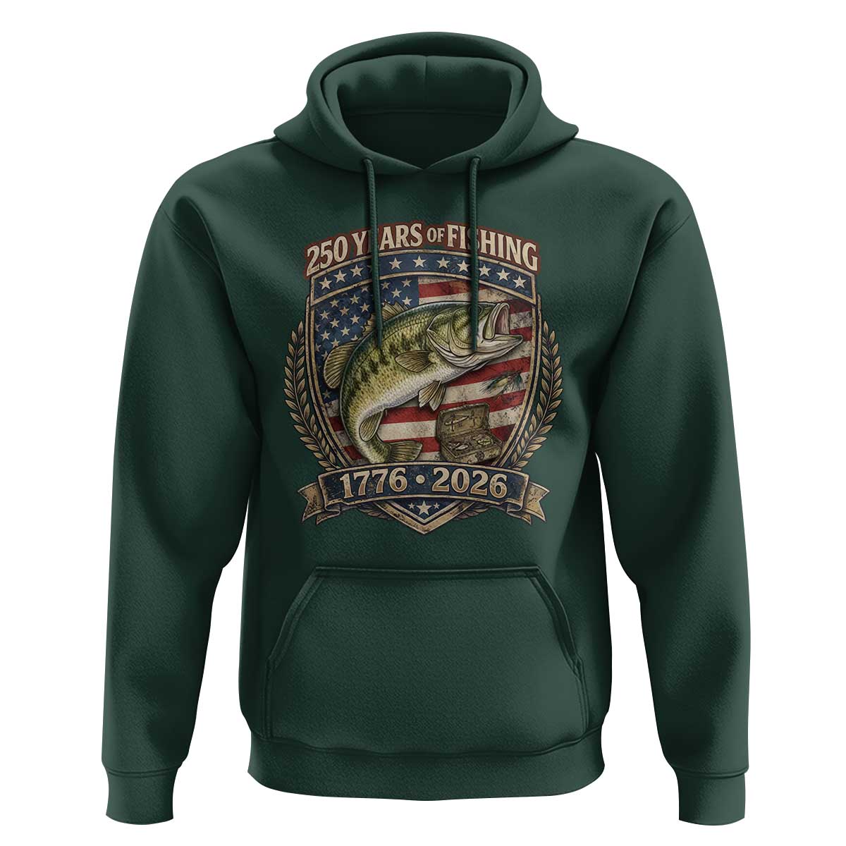 Vintage 250 Years Of Fishing Hoodie American Flag Fisherman