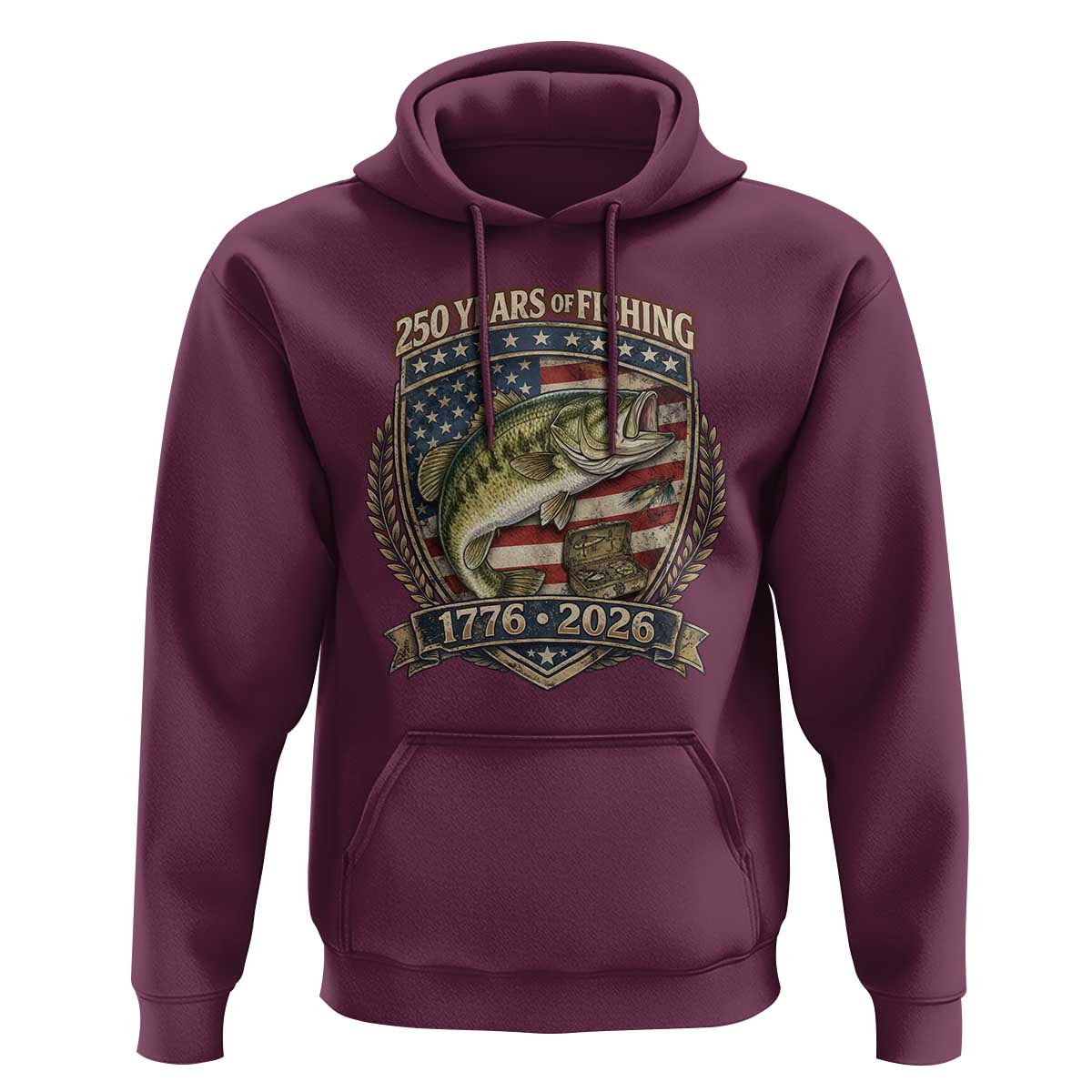 Vintage 250 Years Of Fishing Hoodie American Flag Fisherman