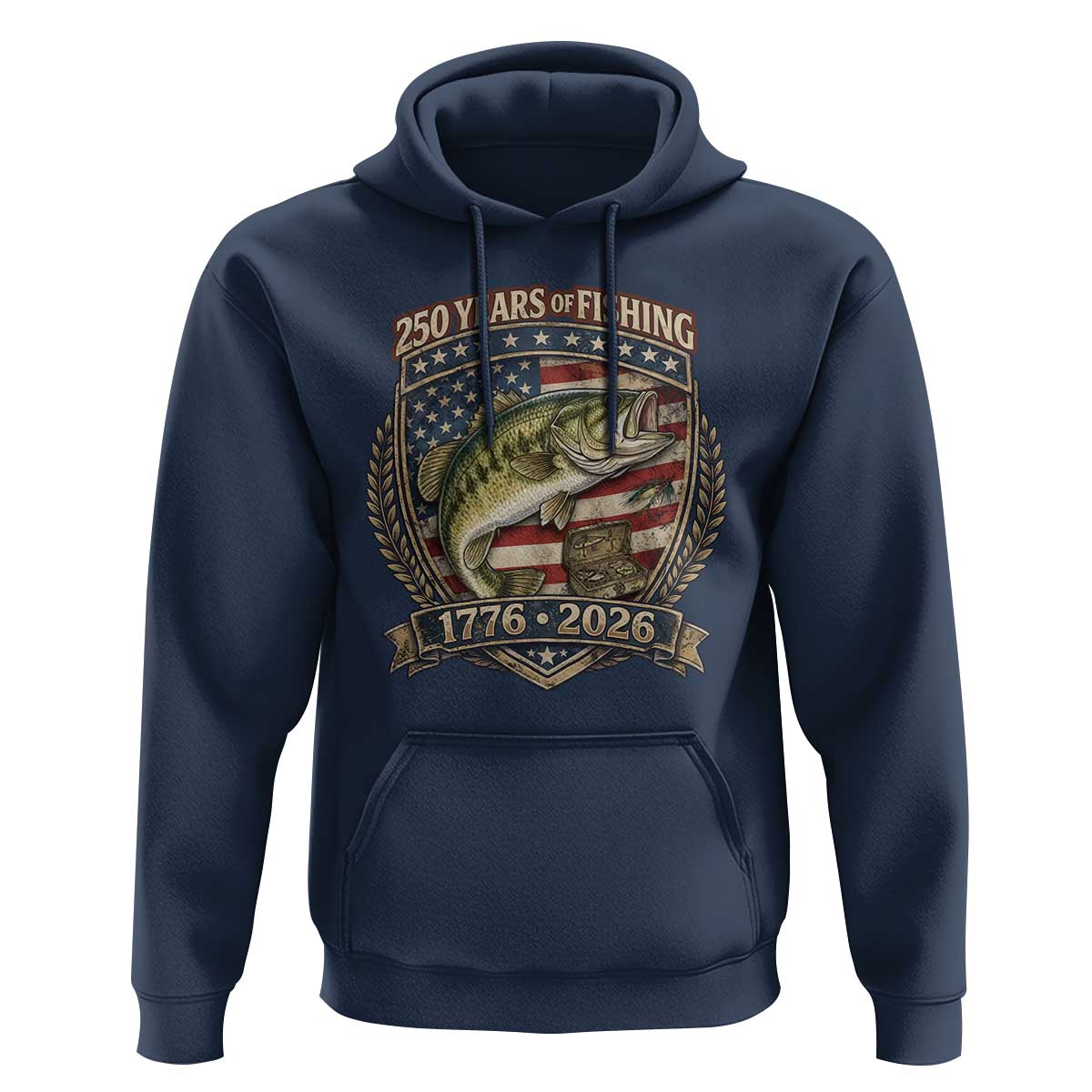 Vintage 250 Years Of Fishing Hoodie American Flag Fisherman
