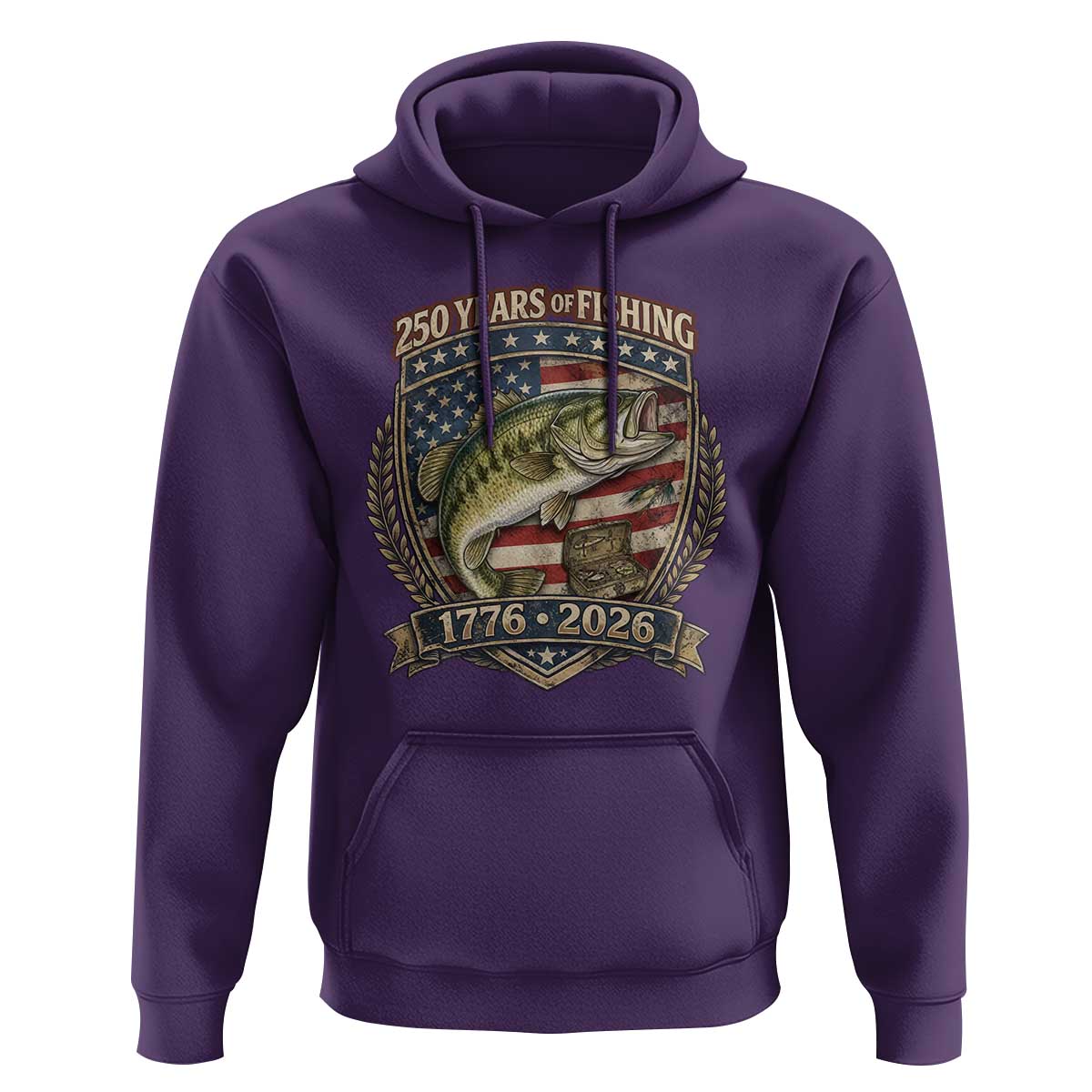 Vintage 250 Years Of Fishing Hoodie American Flag Fisherman