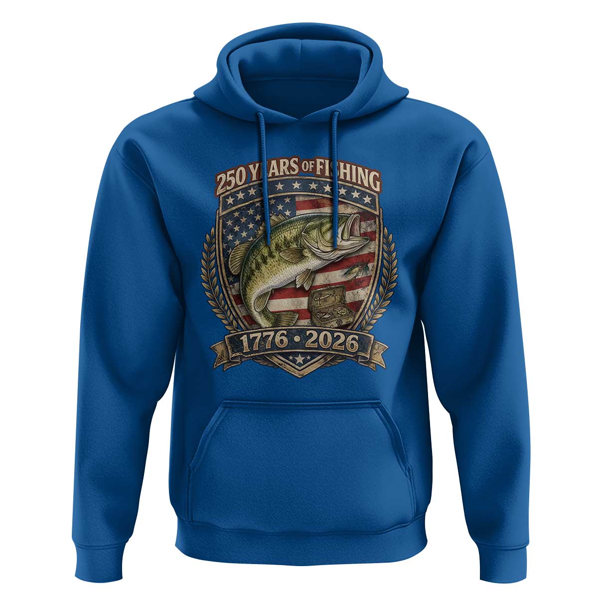 Vintage 250 Years Of Fishing Hoodie American Flag Fisherman