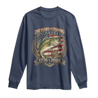 Vintage 250 Years Of Fishing Long Sleeve Shirt American Flag Fisherman