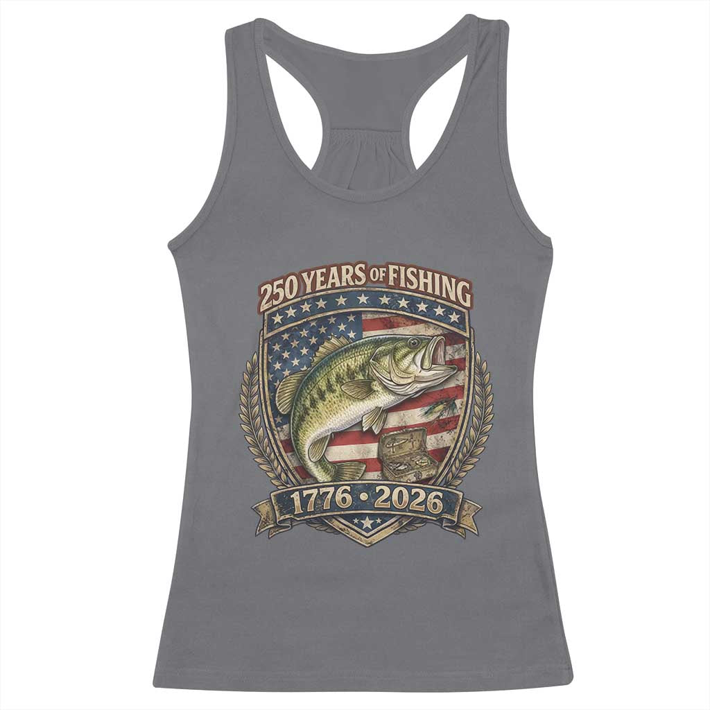 Vintage 250 Years Of Fishing Racerback Tank Top American Flag Fisherman