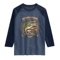 Vintage 250 Years Of Fishing Raglan Shirt American Flag Fisherman