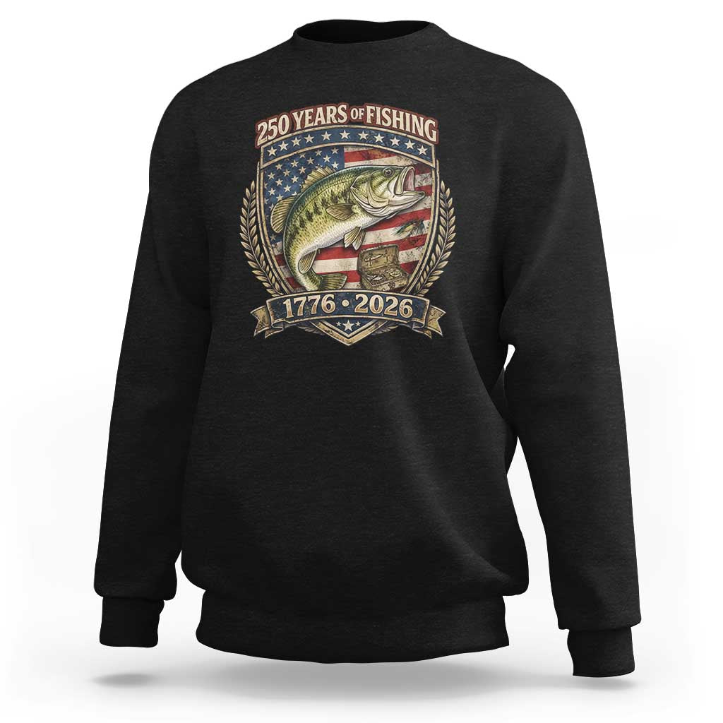 Vintage 250 Years Of Fishing Sweatshirt American Flag Fisherman