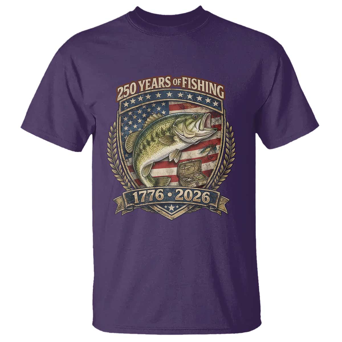 Vintage 250 Years Of Fishing T Shirt American Flag Fisherman