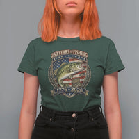 Vintage 250 Years Of Fishing T Shirt For Women American Flag Fisherman