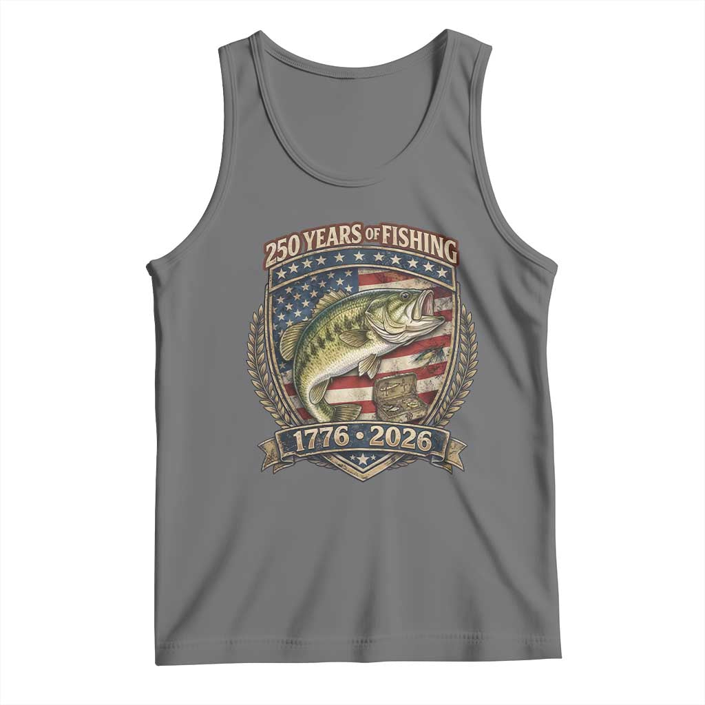 Vintage 250 Years Of Fishing Tank Top American Flag Fisherman