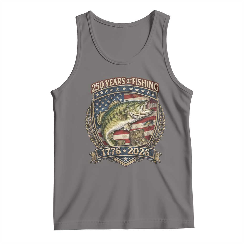 Vintage 250 Years Of Fishing Tank Top American Flag Fisherman
