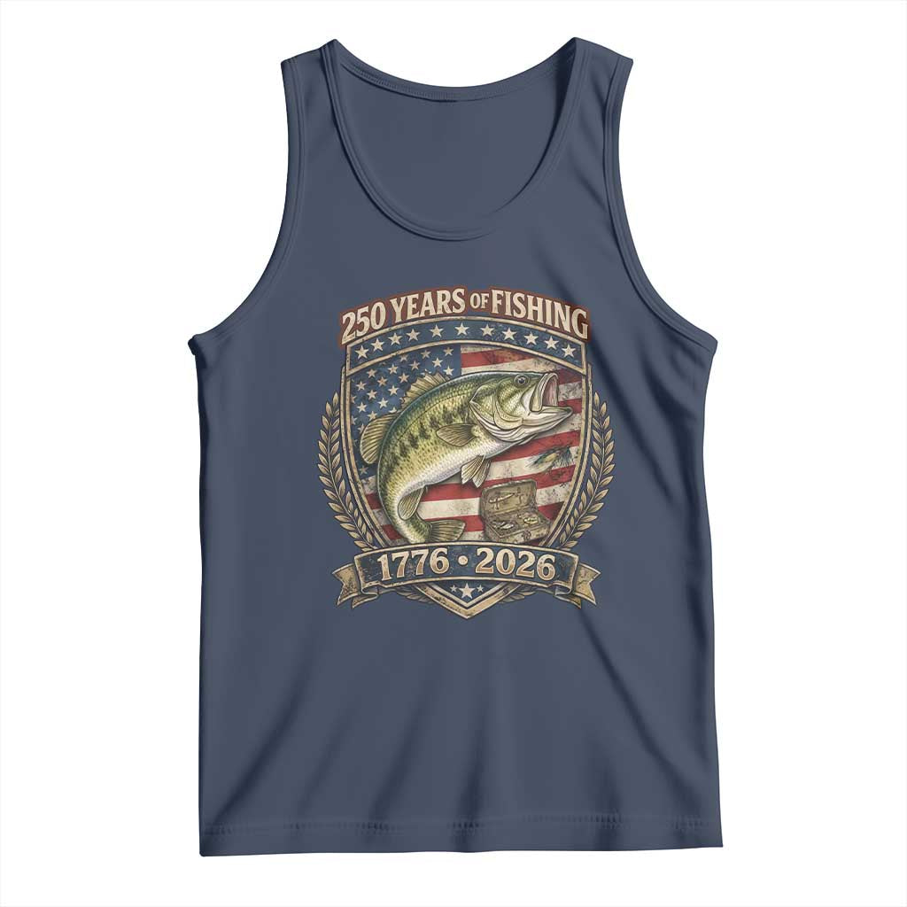 Vintage 250 Years Of Fishing Tank Top American Flag Fisherman