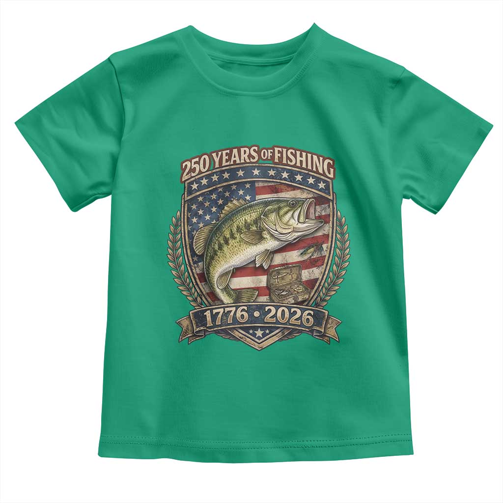 Vintage 250 Years Of Fishing Toddler T Shirt American Flag Fisherman