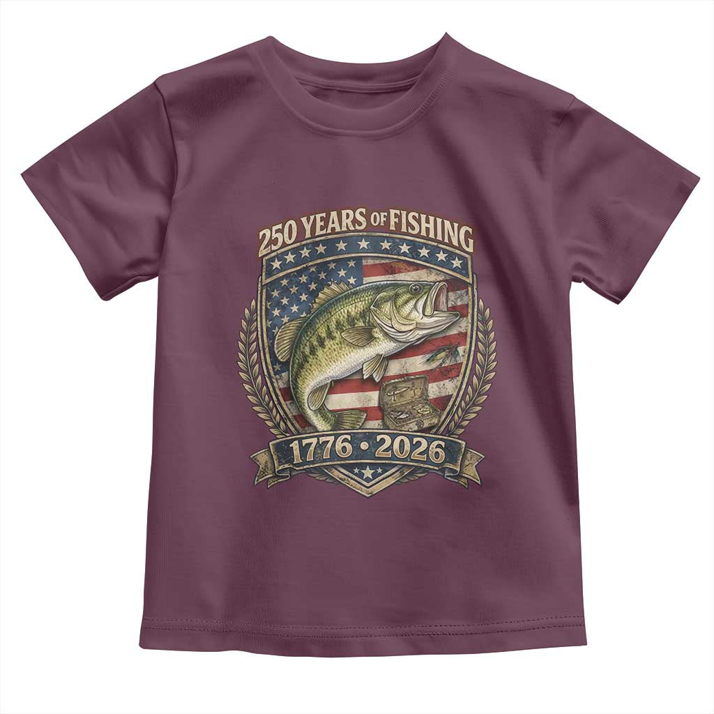 Vintage 250 Years Of Fishing Toddler T Shirt American Flag Fisherman