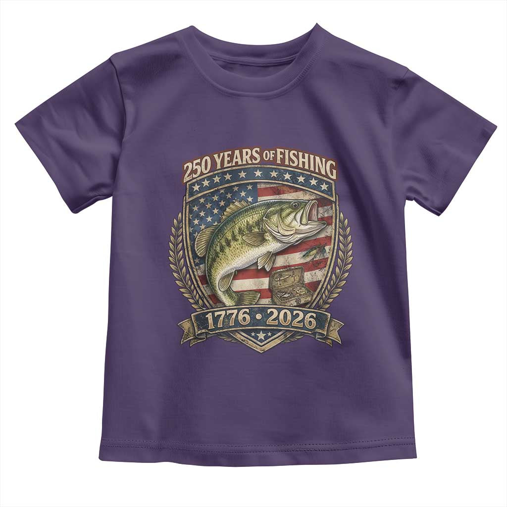 Vintage 250 Years Of Fishing Toddler T Shirt American Flag Fisherman