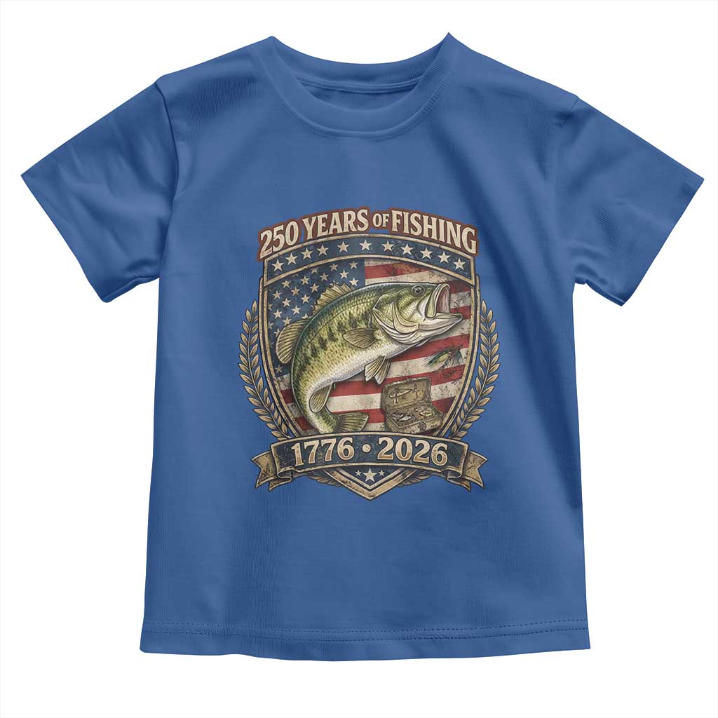 Vintage 250 Years Of Fishing Toddler T Shirt American Flag Fisherman