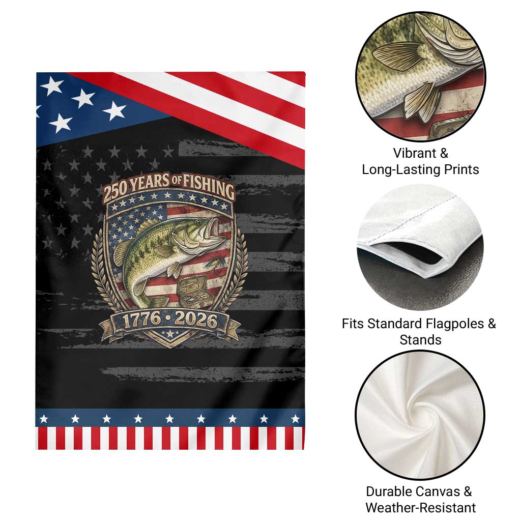 Vintage 250 Years Of Fishing Patriotic Garden Flag American Flag Fisherman