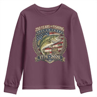 Vintage 250 Years Of Fishing Youth Sweatshirt American Flag Fisherman