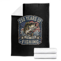 Vintage 250 Years Of Fishing Throw Blanket Patriotic Angler