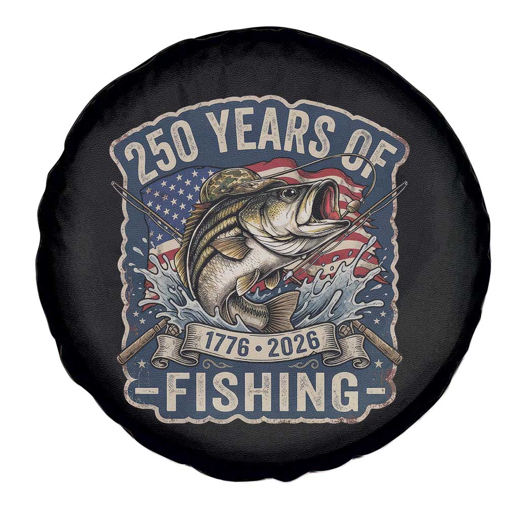 Vintage 250 Years Of Fishing Spare Tire Cover Patriotic Angler