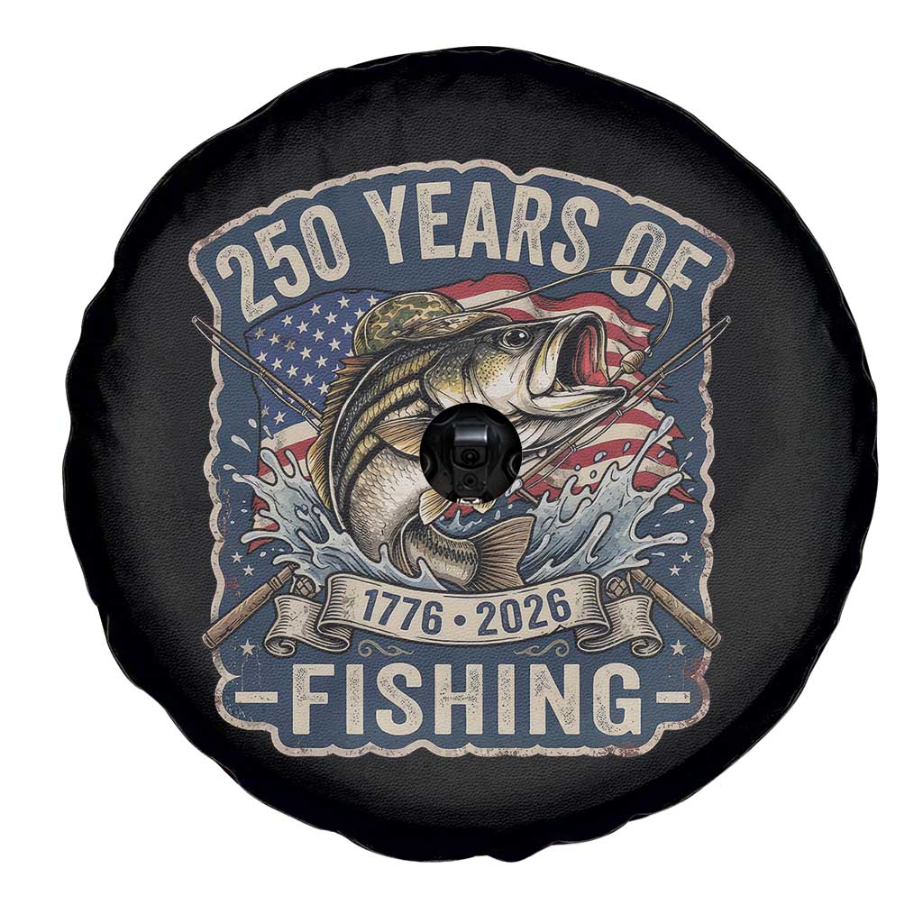 Vintage 250 Years Of Fishing Spare Tire Cover Patriotic Angler