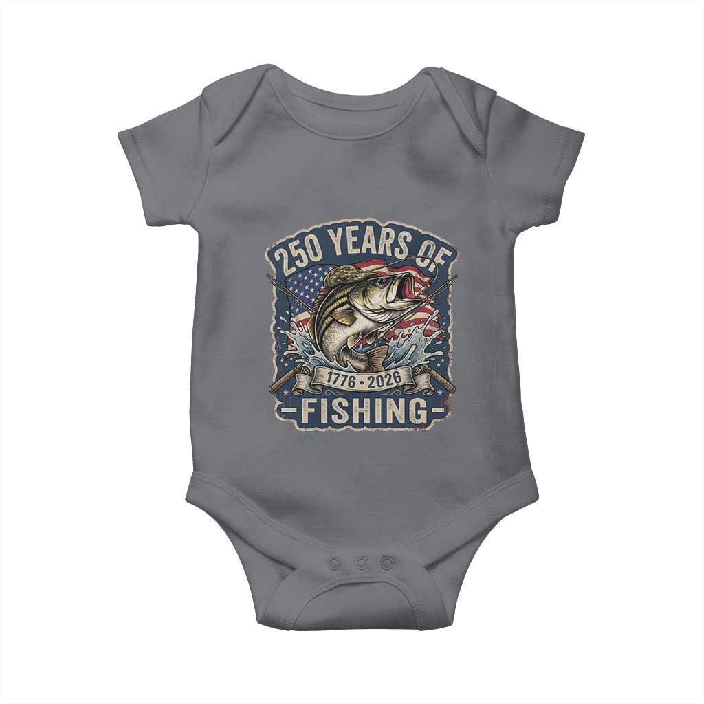 Vintage 250 Years Of Fishing Baby Onesie Patriotic Angler
