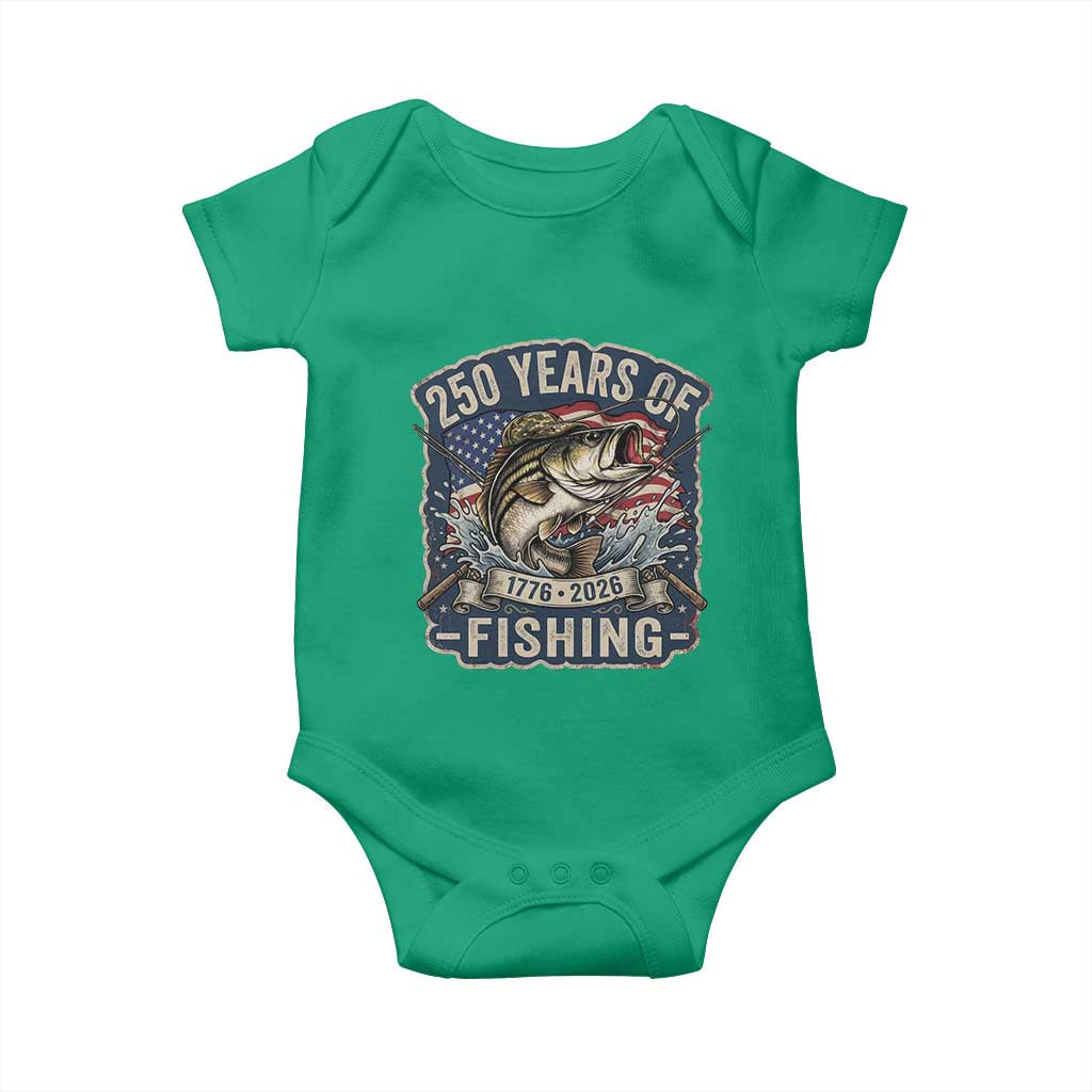 Vintage 250 Years Of Fishing Baby Onesie Patriotic Angler