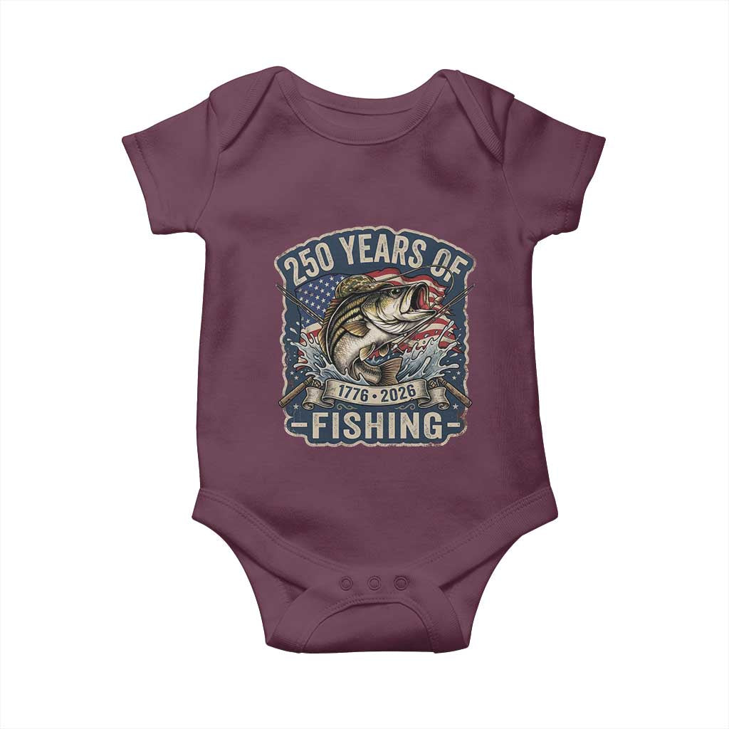 Vintage 250 Years Of Fishing Baby Onesie Patriotic Angler
