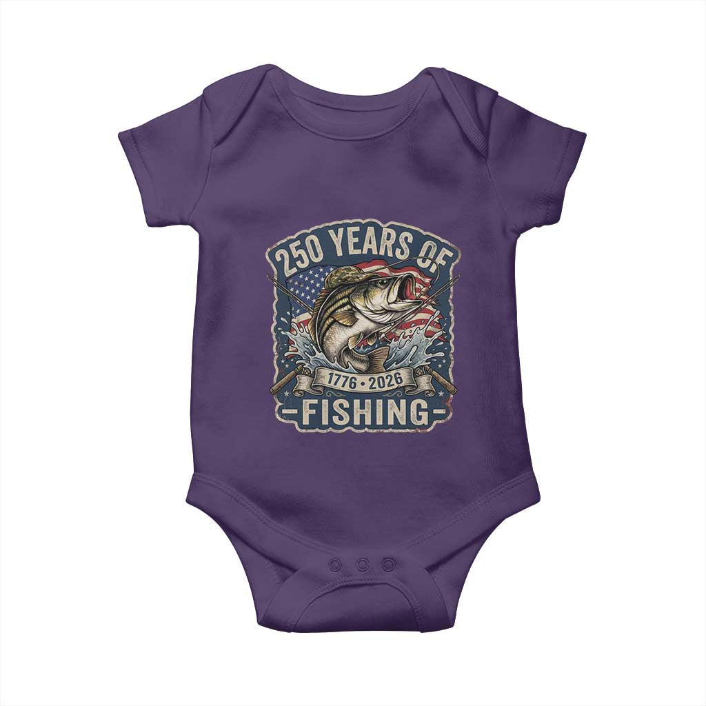 Vintage 250 Years Of Fishing Baby Onesie Patriotic Angler