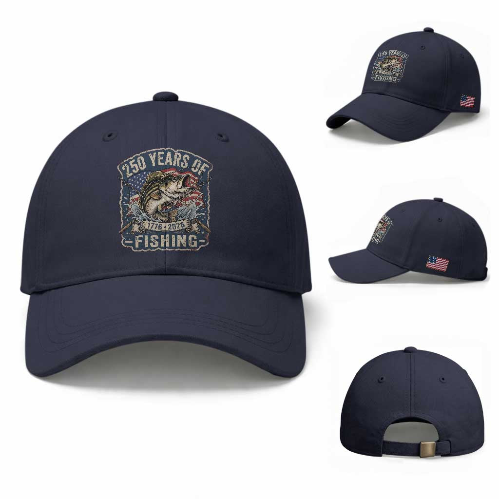Vintage 250 Years Of Fishing Baseball Cap Patriotic Angler